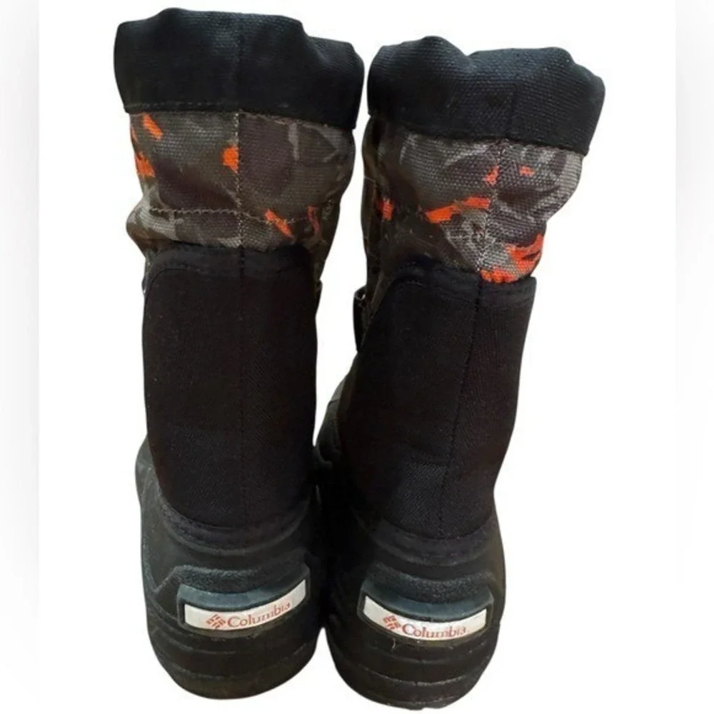 Columbia Powderbug Plus II Kids Snow Boots Waterproof Camo Orange Black BC132712
